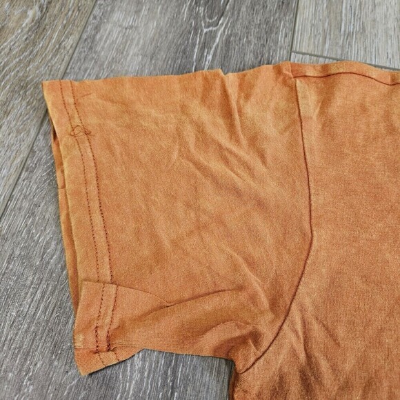 BP Nordstrom Cropped Oversized Pocket Tee Rust Orange Acid Wash Women's XS Amber - Picture 8 of 12